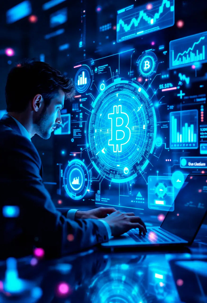 blockchain 1432 digital marketing expert is standing